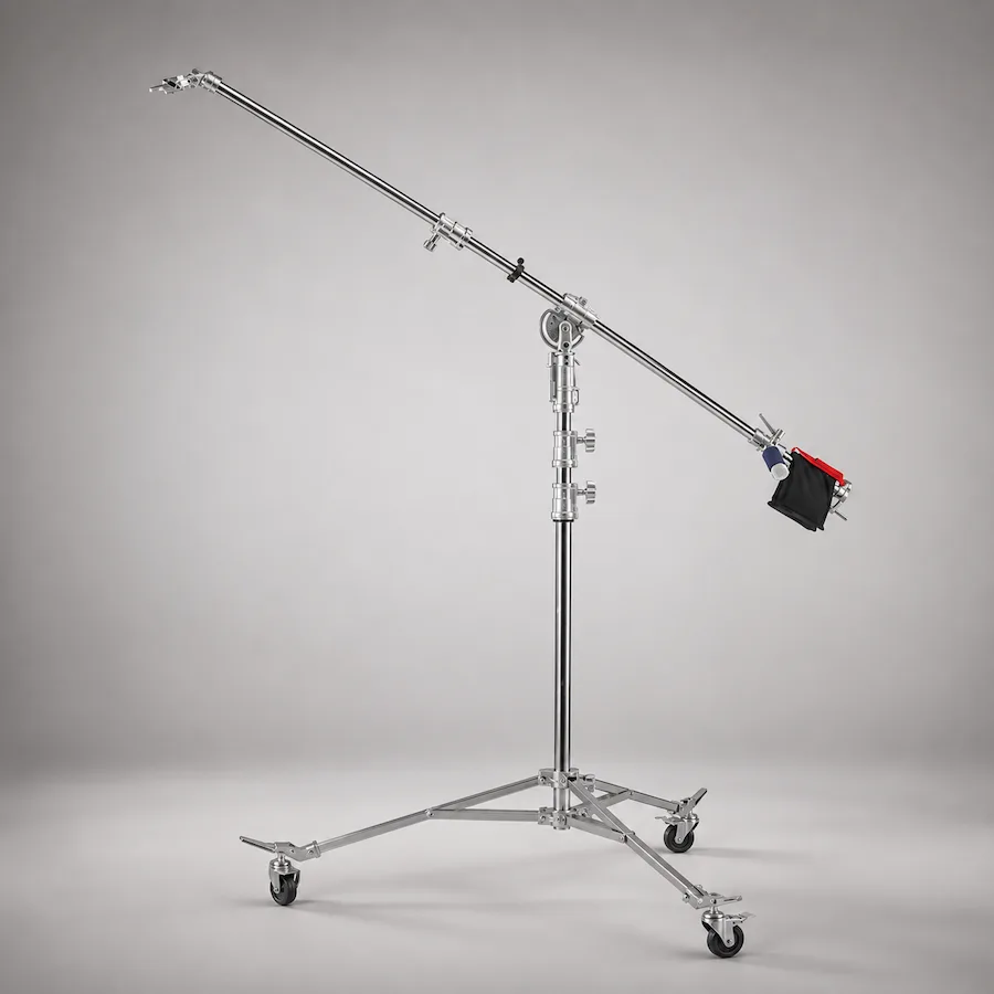 Boom arm stand on wheels